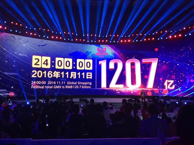 2016天猫双十一当天交易额超1207亿元 无线成交占比近82%